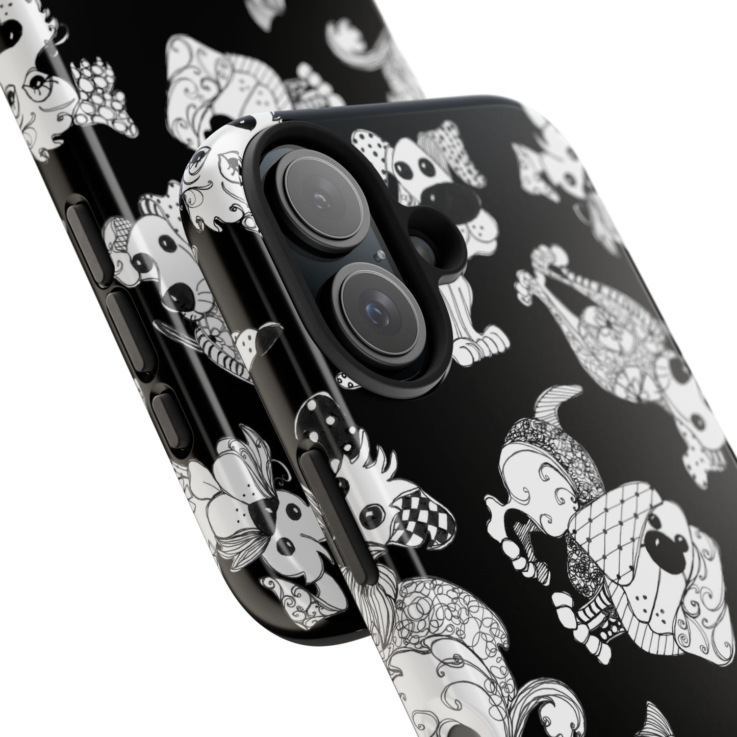 Doodle Dogs Black Phone Case