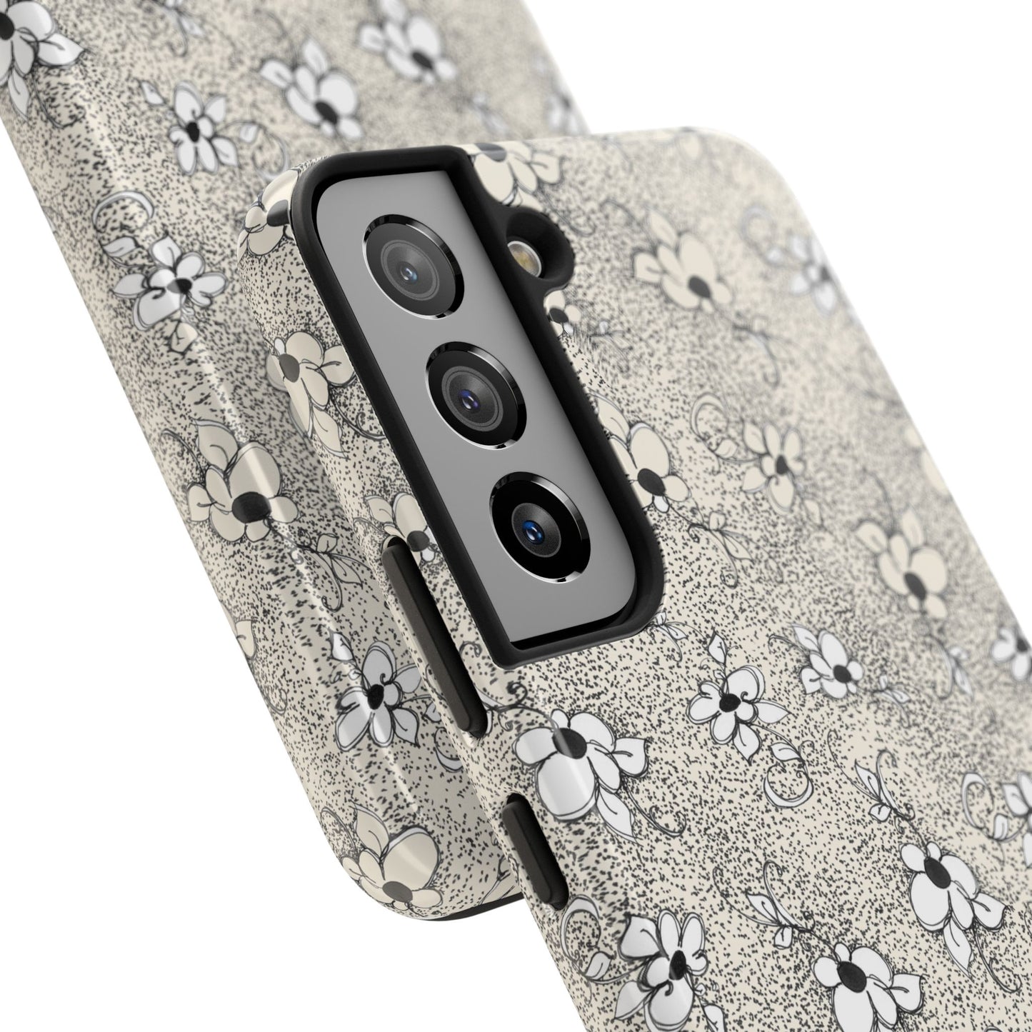 Daisy Flecks Ivory / Black Phone Case