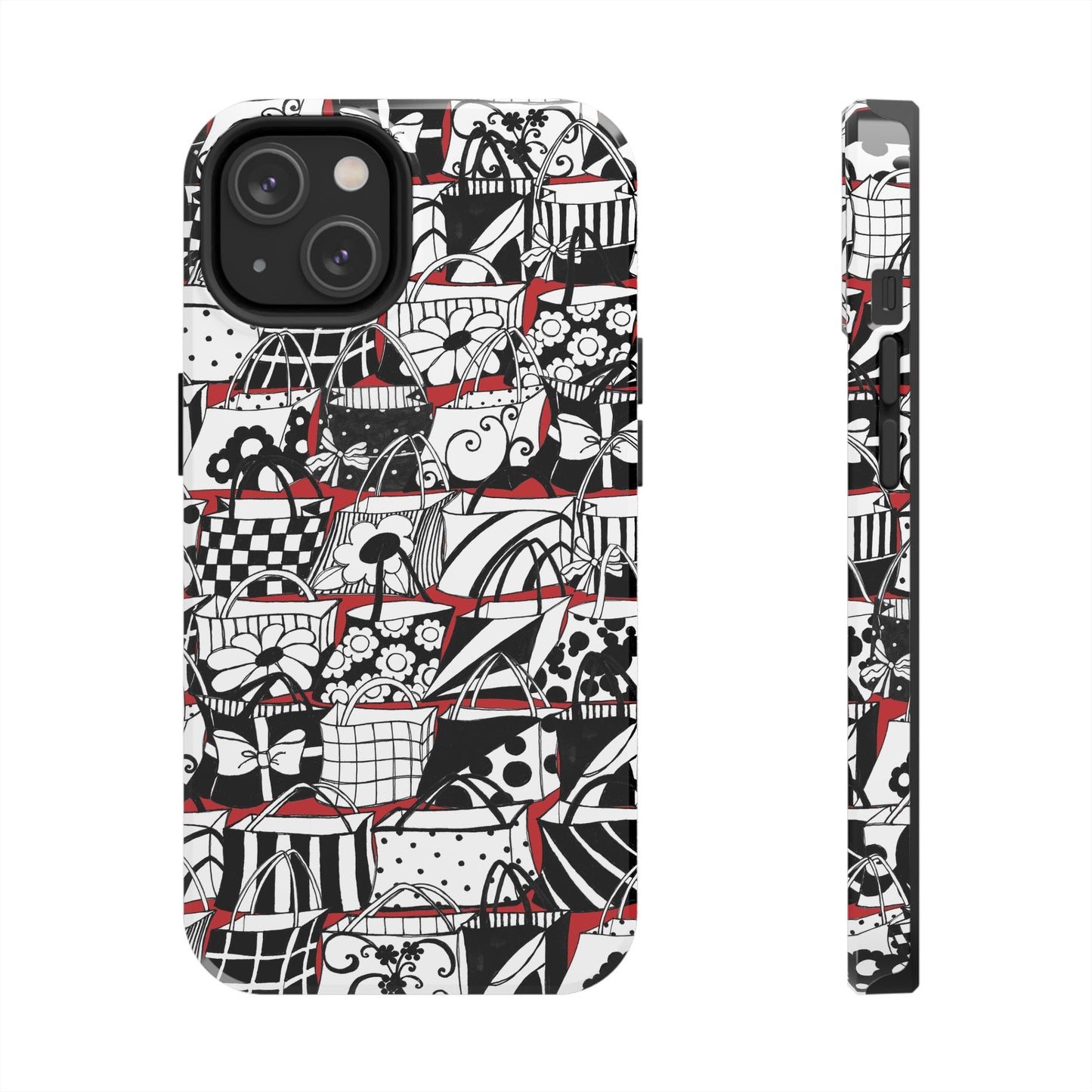 Totally Black, White & Red Phone Case
