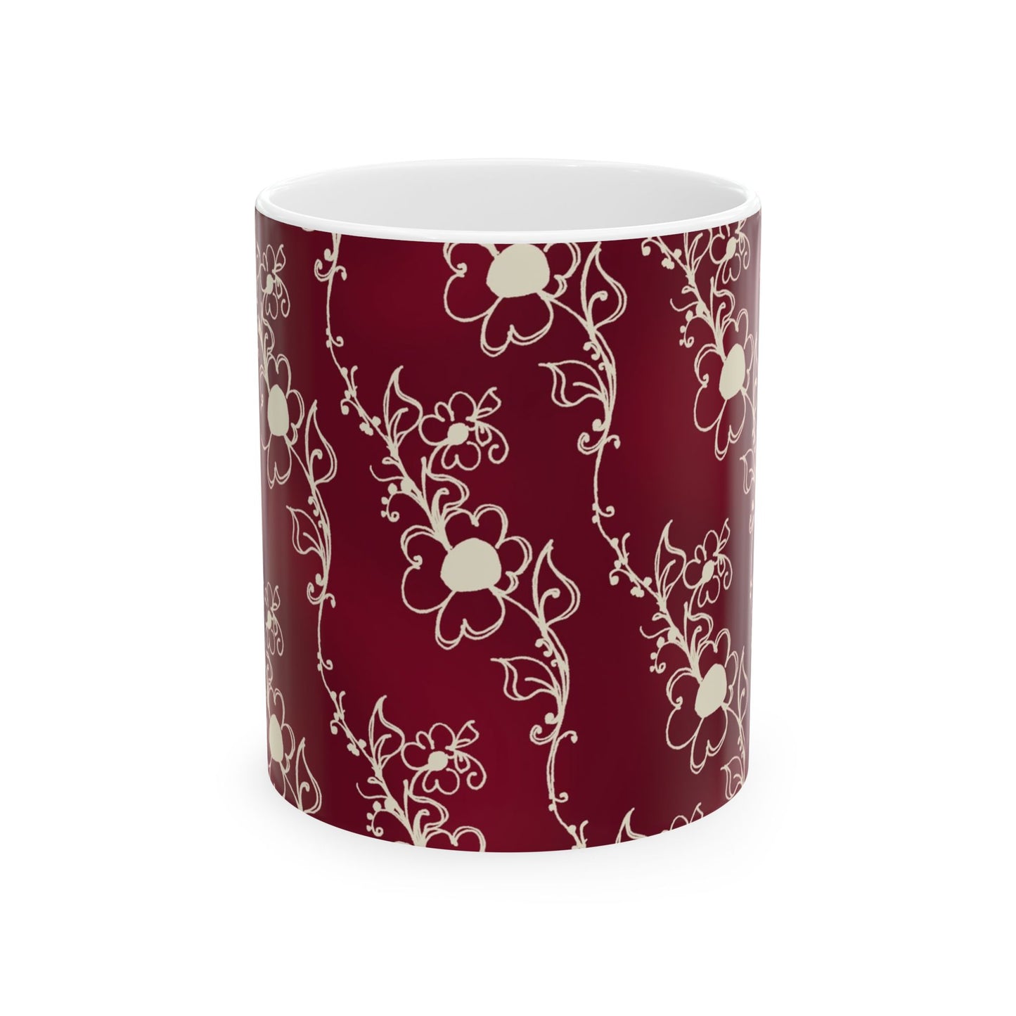 Diagonal Daisies Red / Ivory Cup