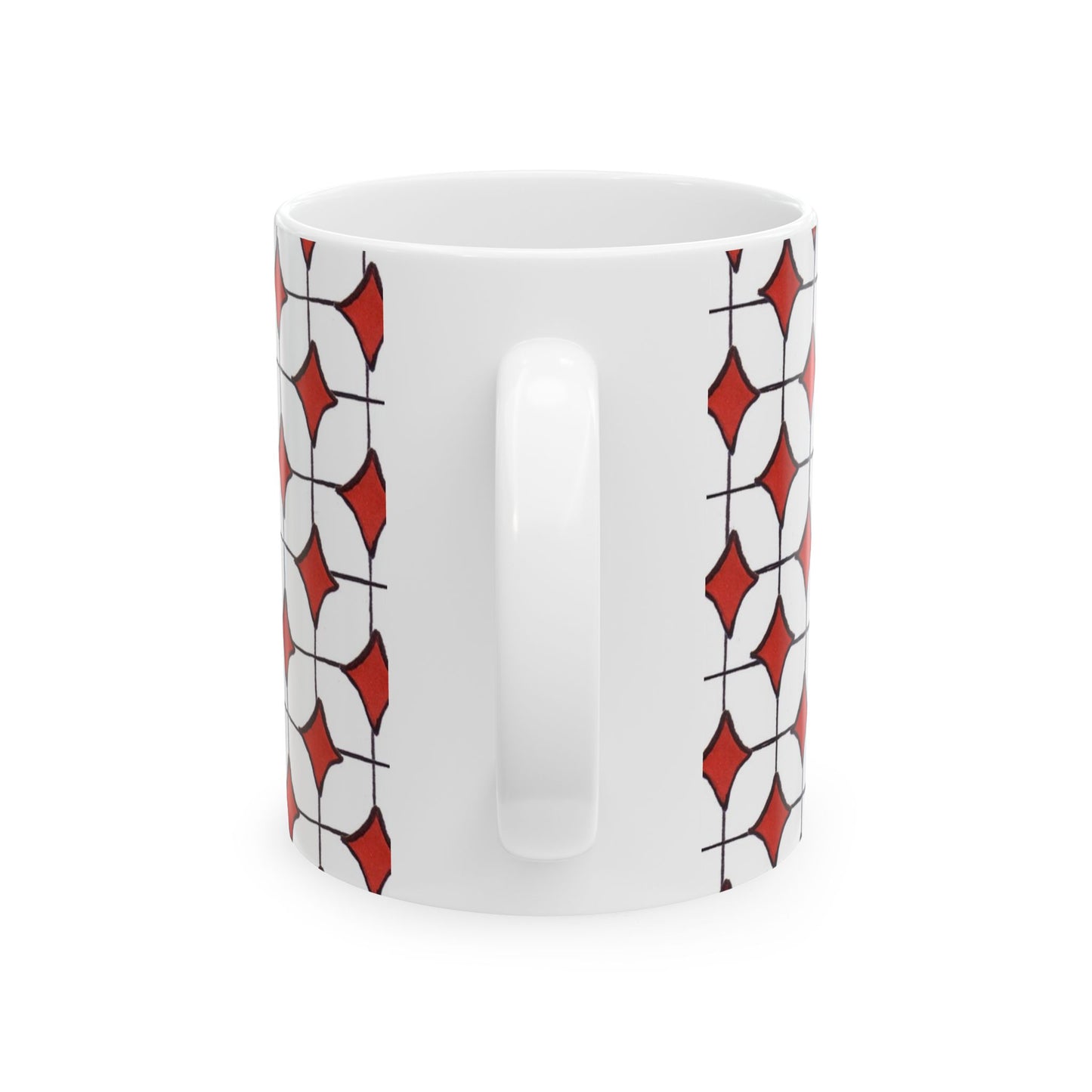 Tile-ish White / Red Cup