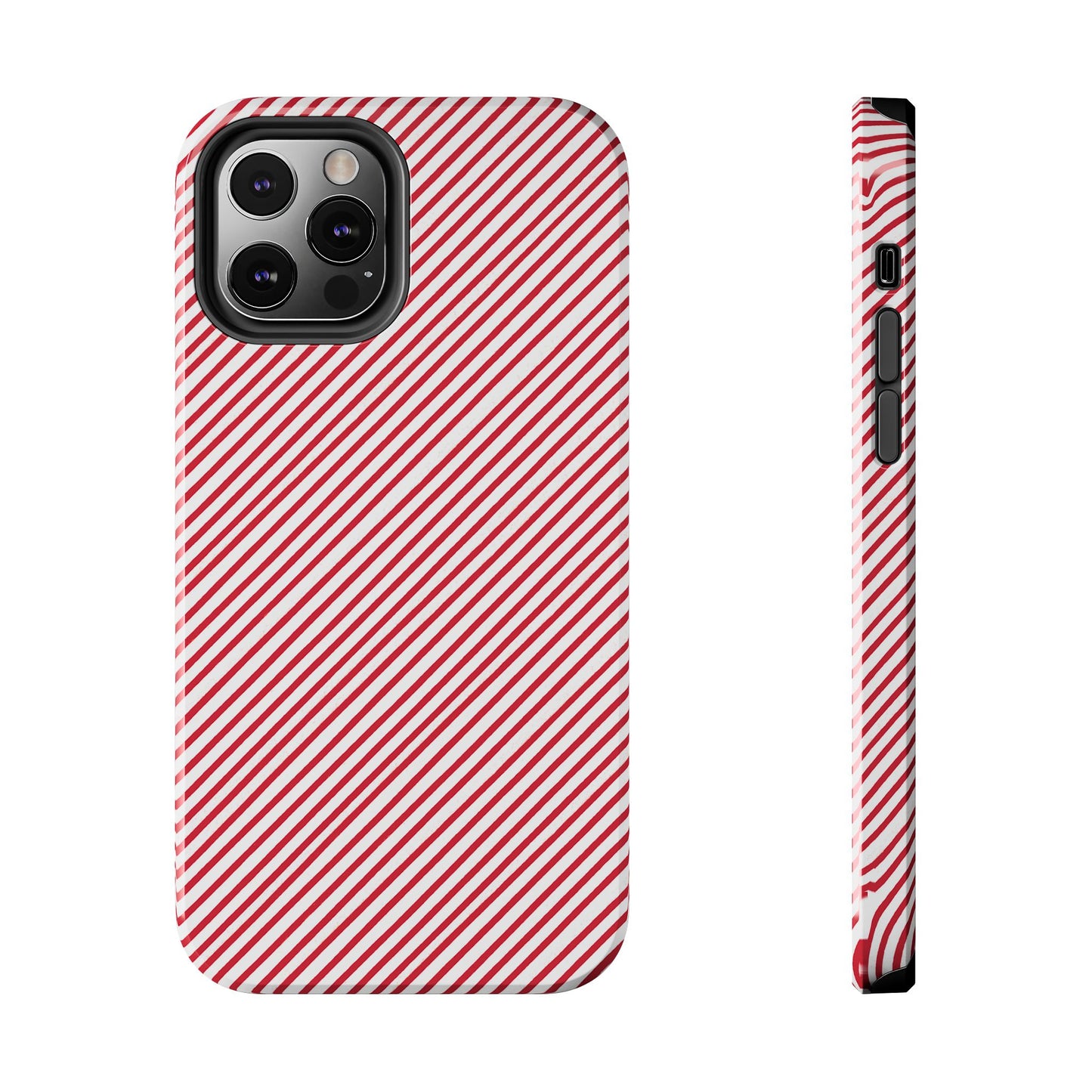 Diagonal Candy Stripe White / Red Phone Case