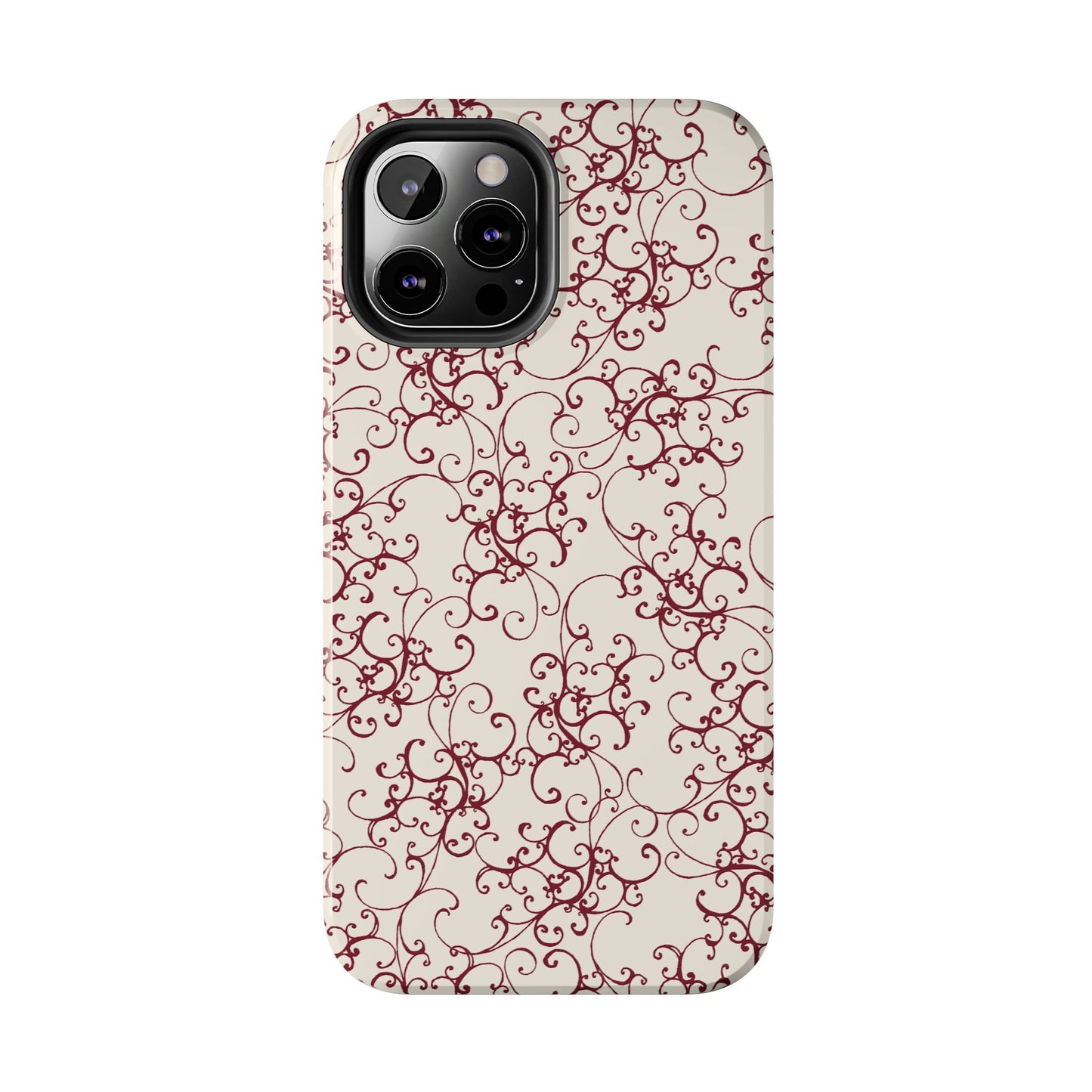 Elegant Scroll Ivory / Red Phone Case