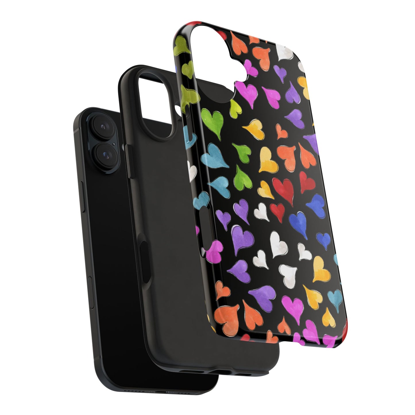 Happy Hearts Black Phone Case