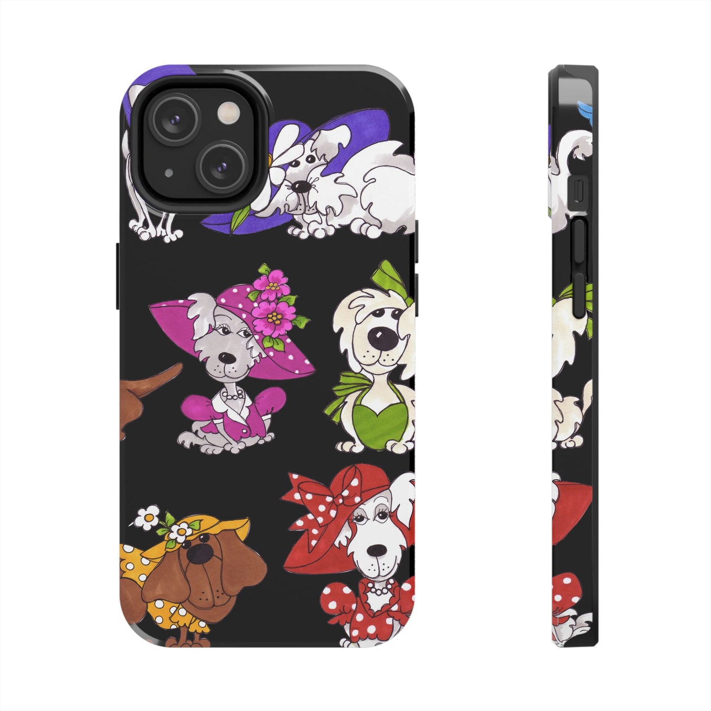 Fancy Dog Line Up Black Phone Case