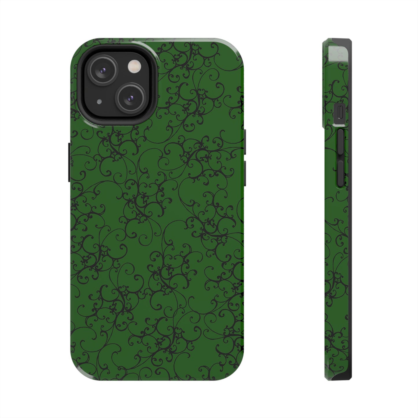 Elegant Scroll Dark Green / Black Phone Case