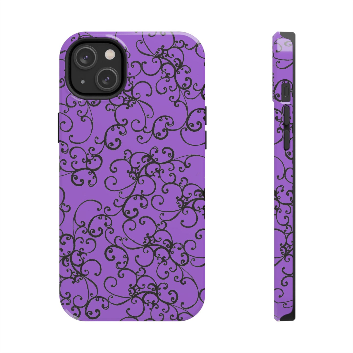 Elegant Scroll Purple / Black Phone Case