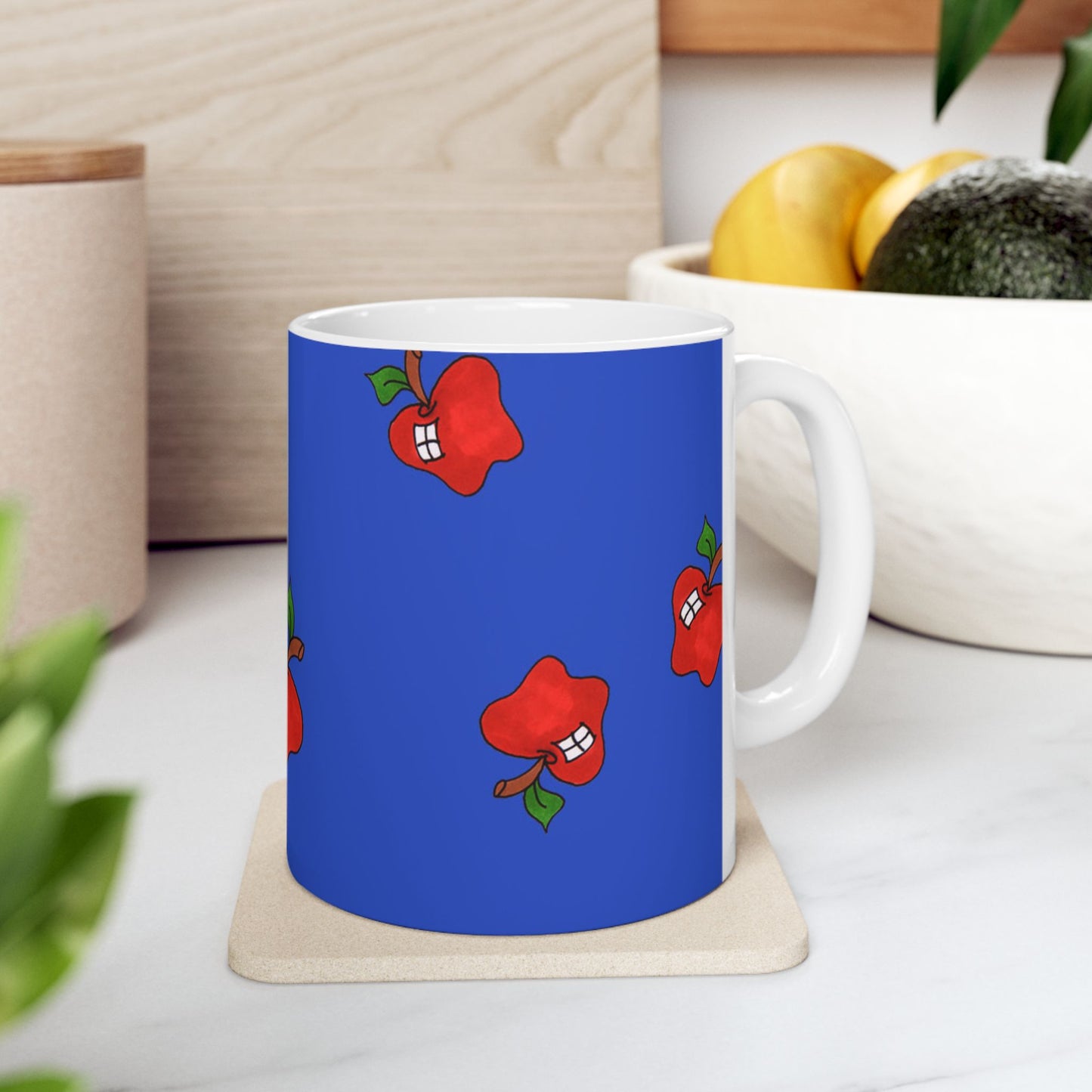Flying Apples Blue Cup