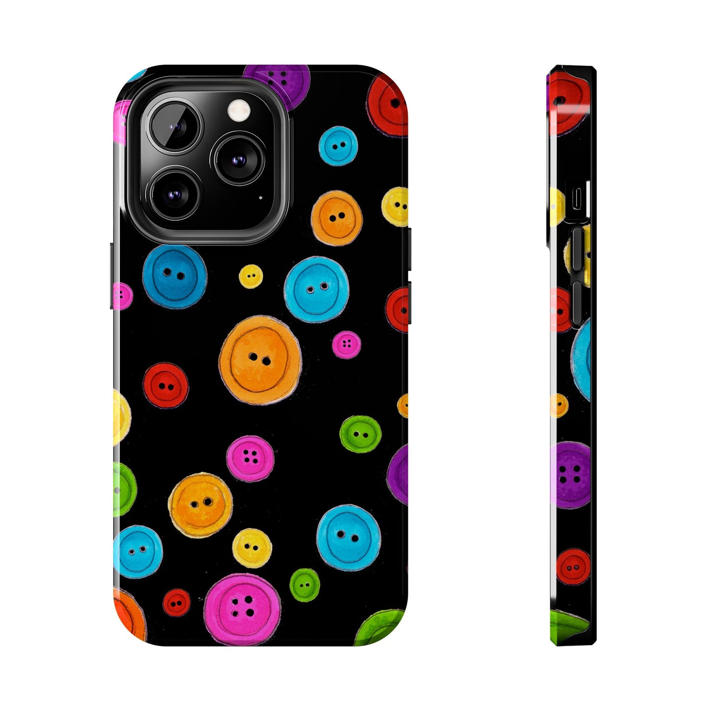 Button Dots Black Phone Case