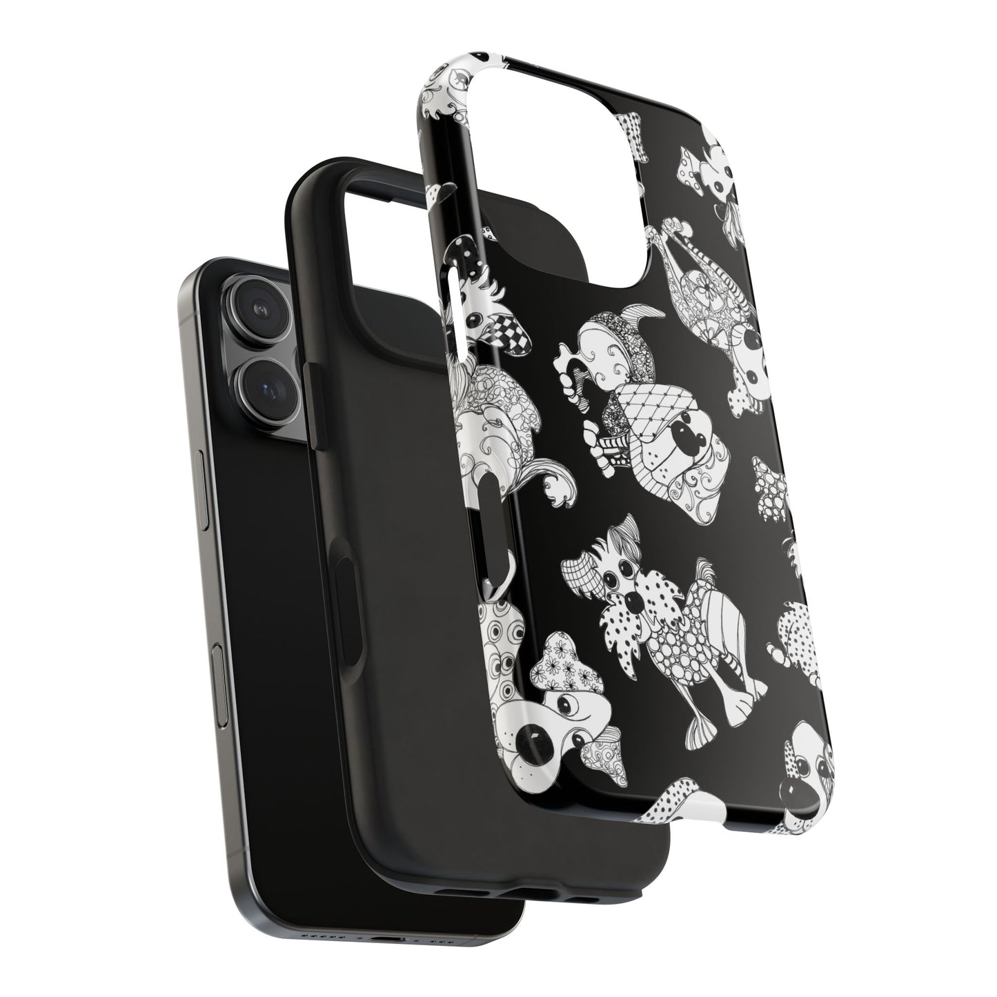Doodle Dogs Black Phone Case