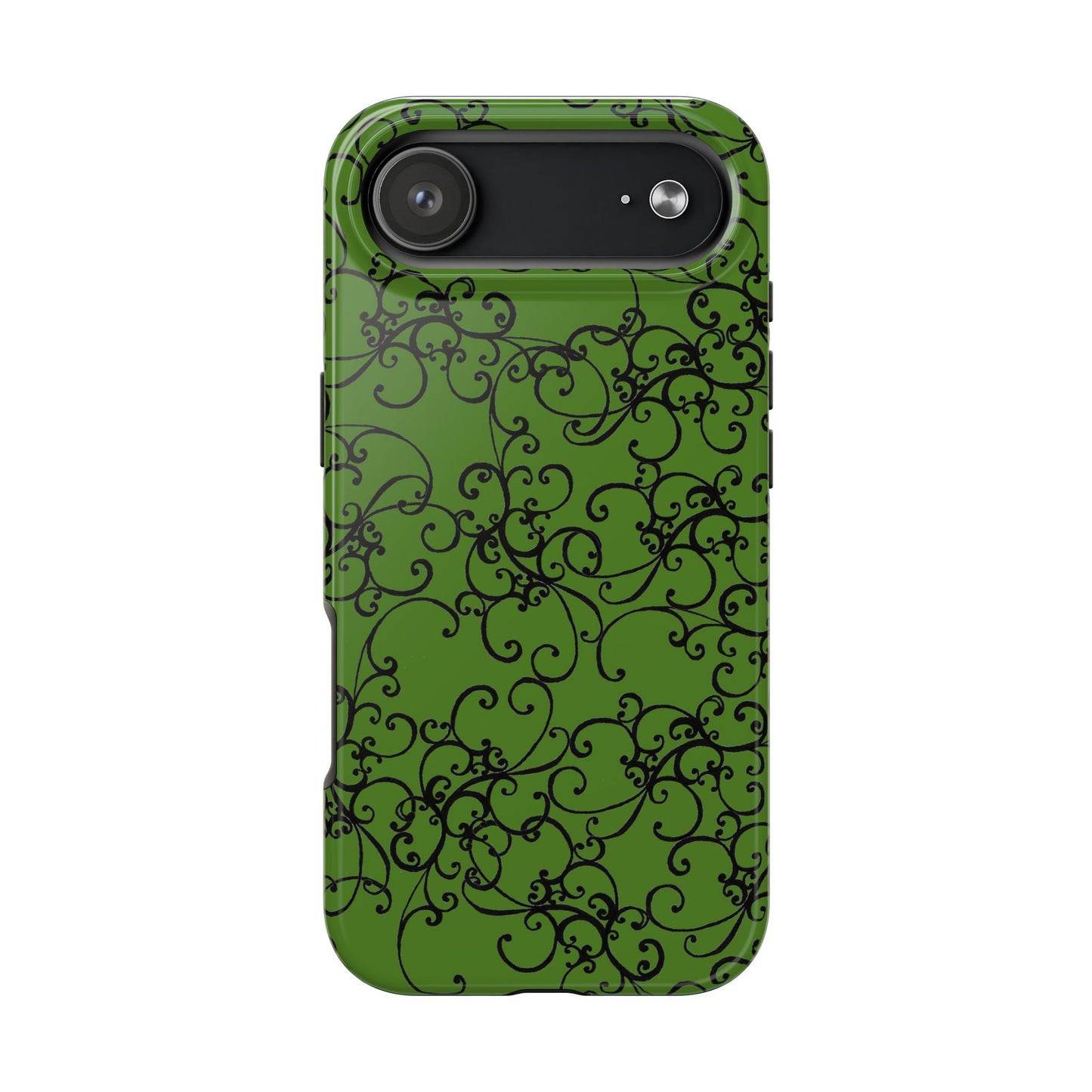 Elegant Scroll Green / Black Phone Case
