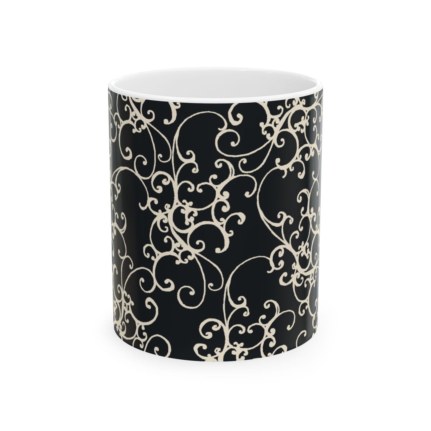 Elegant Scroll Black / Ivory Cup