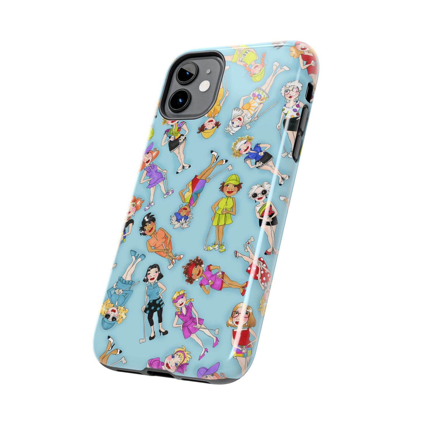 Tossed Golfer Girls Turquoise Phone Case