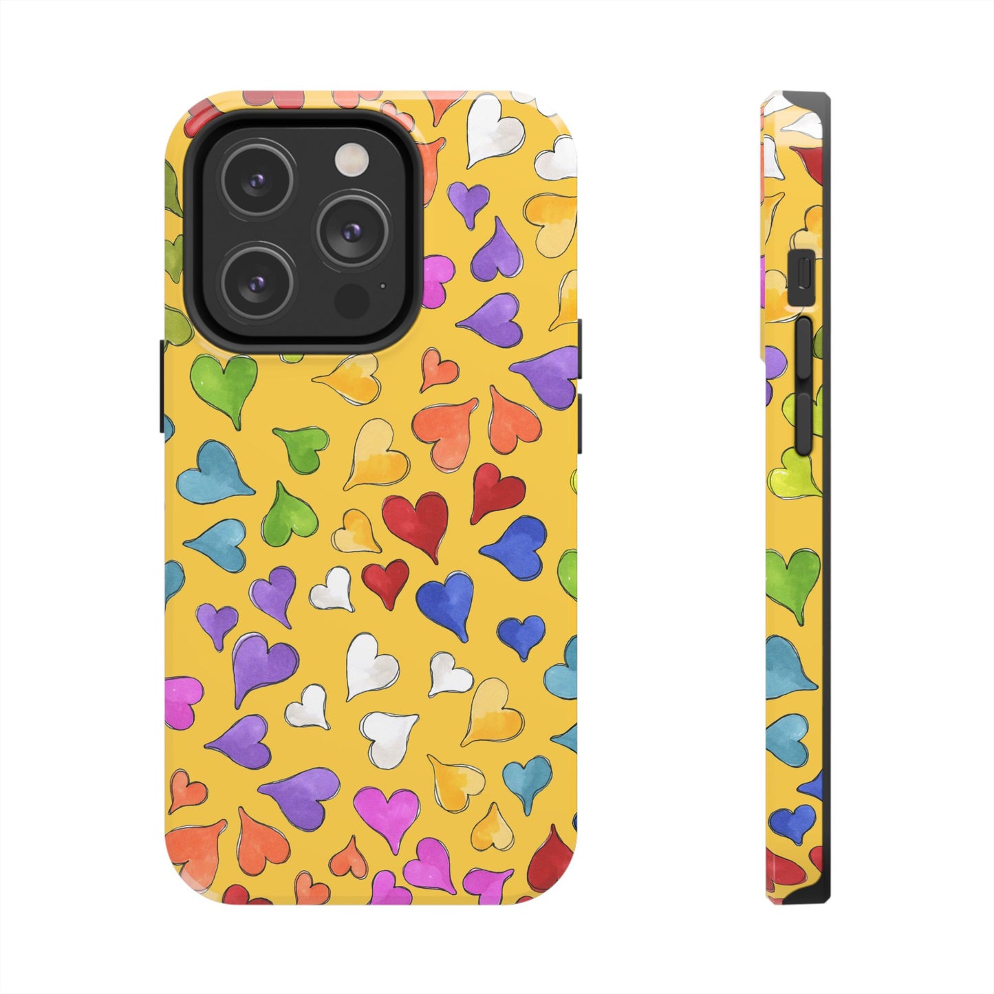 Happy Hearts Yellow Phone Case