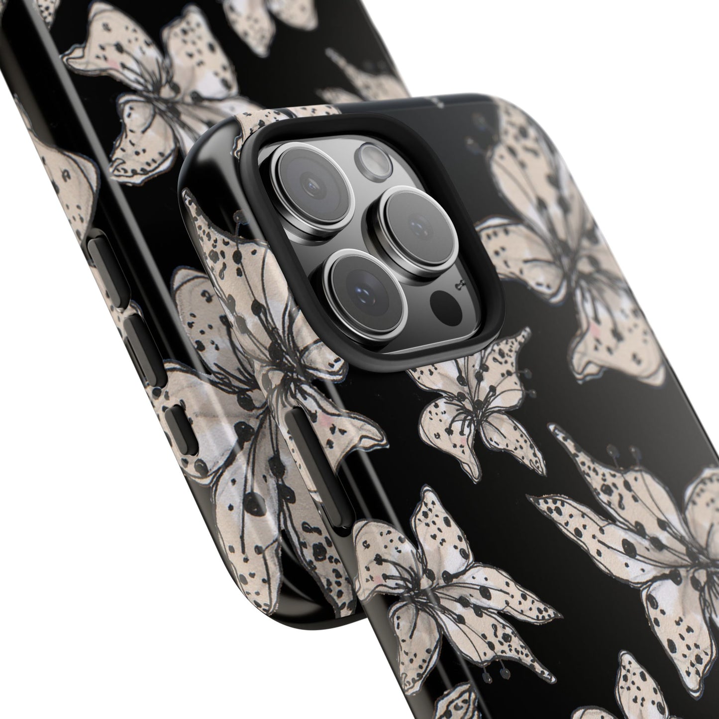 Spotted Lilies Black Phone Case