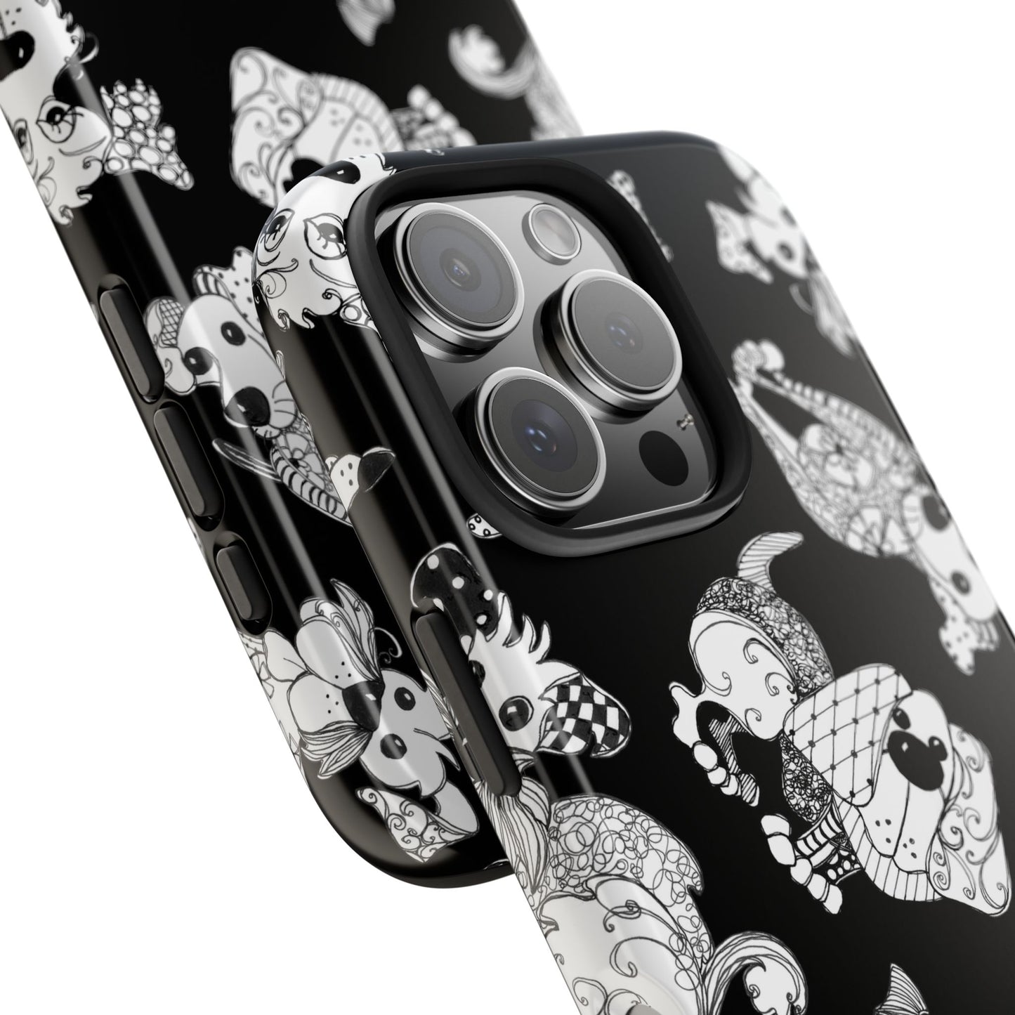 Doodle Dogs Black Phone Case