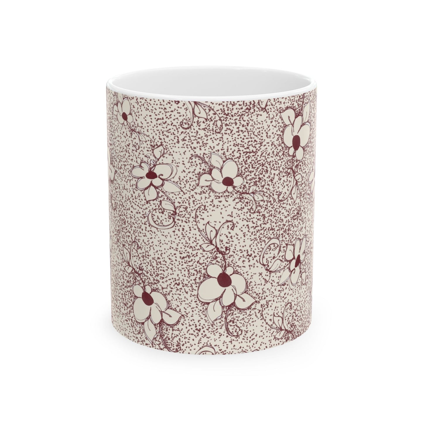 Daisy Specks Ivory / Red Cup