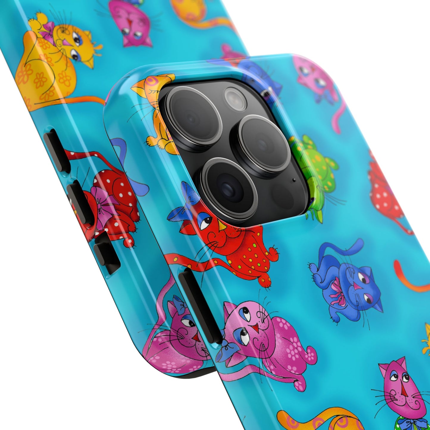 Tossed Cool Cats Turquoise Phone Case