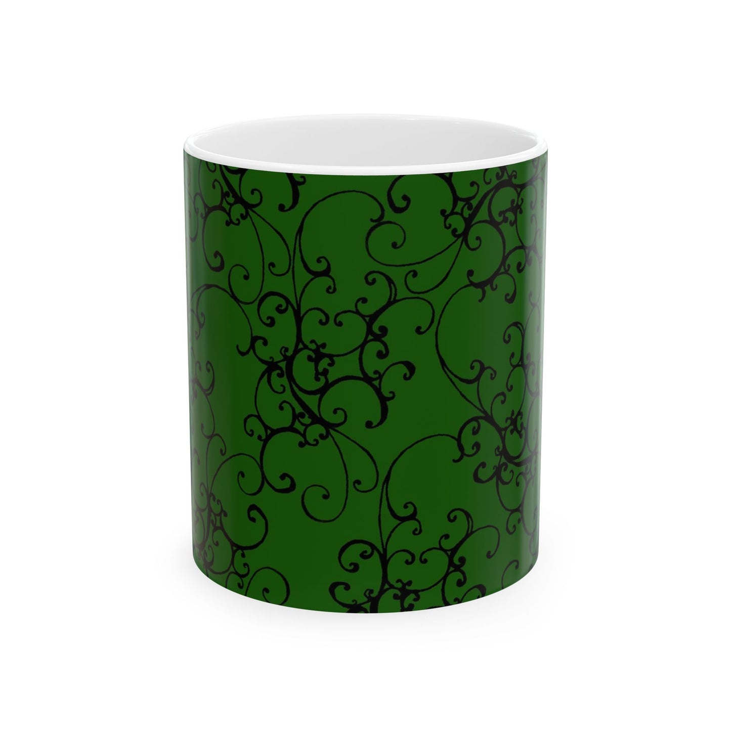 Elegant Scroll Green / Black Cup