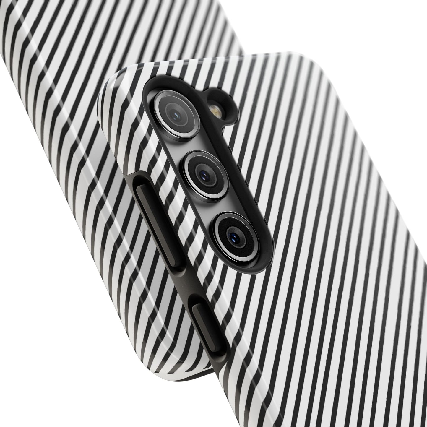 Diagonal Stripe White / Black Phone Case