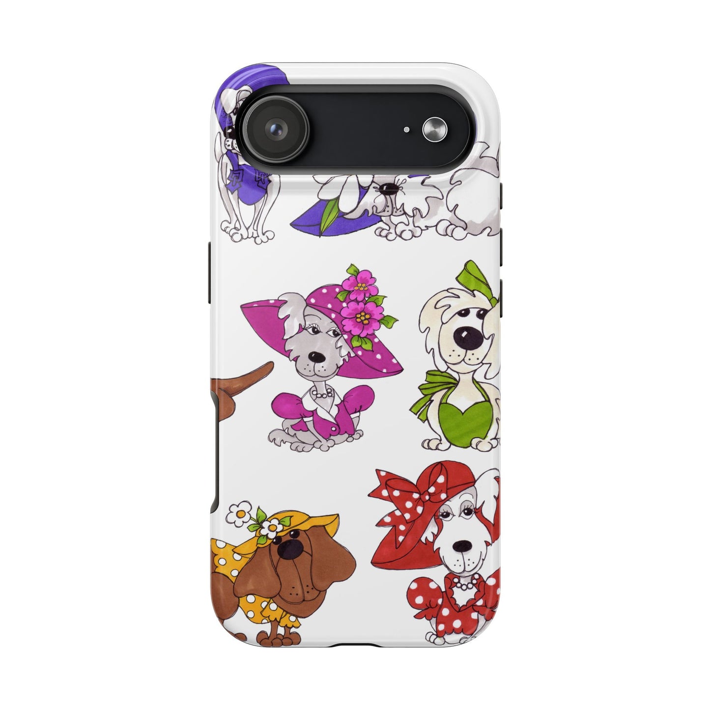 Fancy Dog Line Up White Phone Case