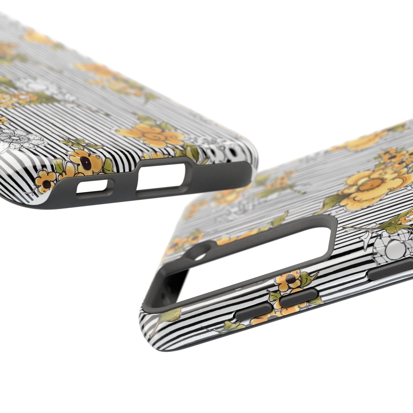 Bee Floral White / Black Phone Case