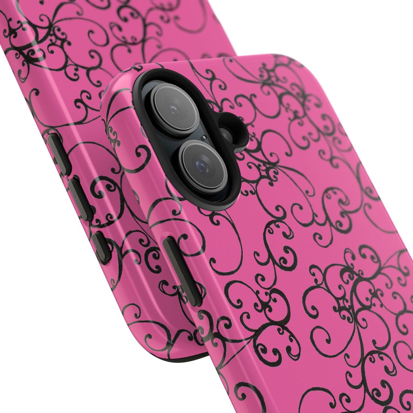 Elegant Scroll Pink / Black Phone Case