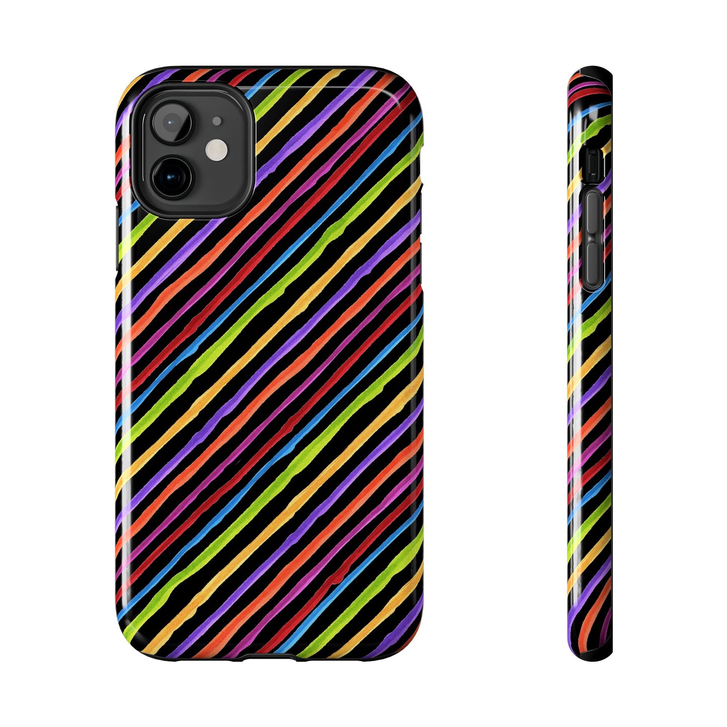 Quirky Bias Stripe Black Phone Case