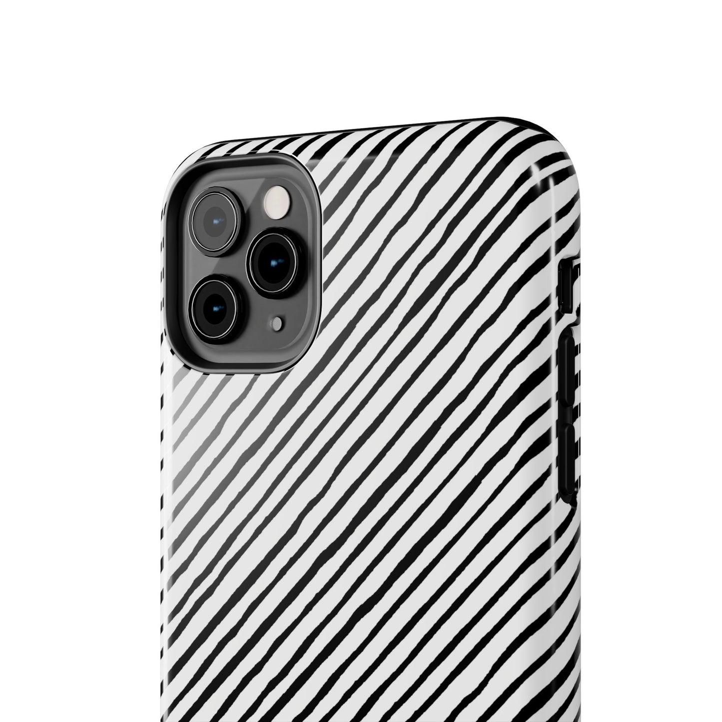 Quirky Bias Stripe White / Black Phone Case