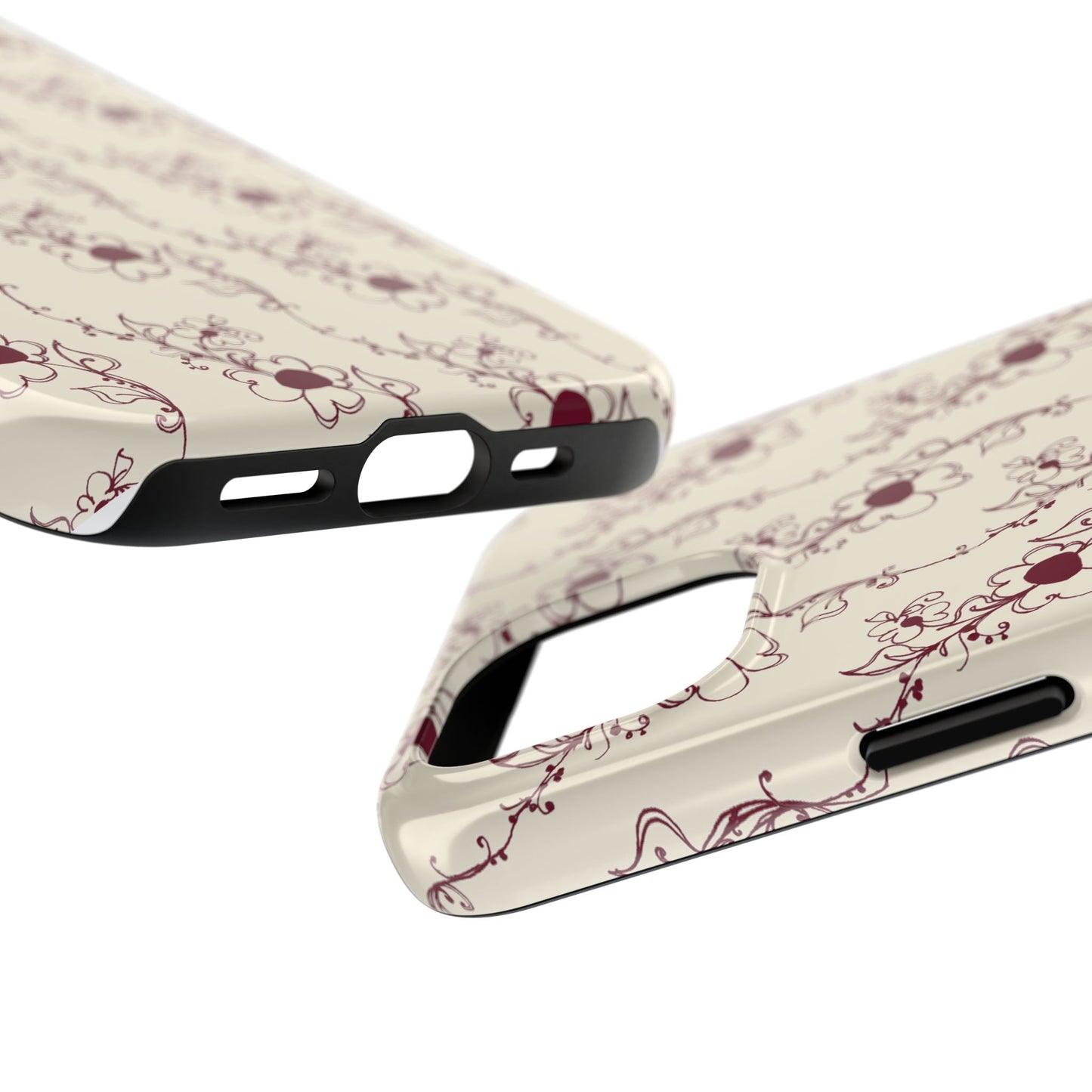 Diagonal Daisies Ivory / Red Phone Case