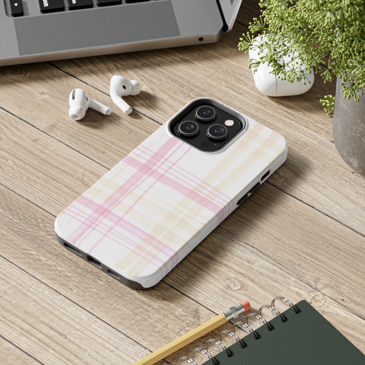 Flower Model Plaid Phone Case