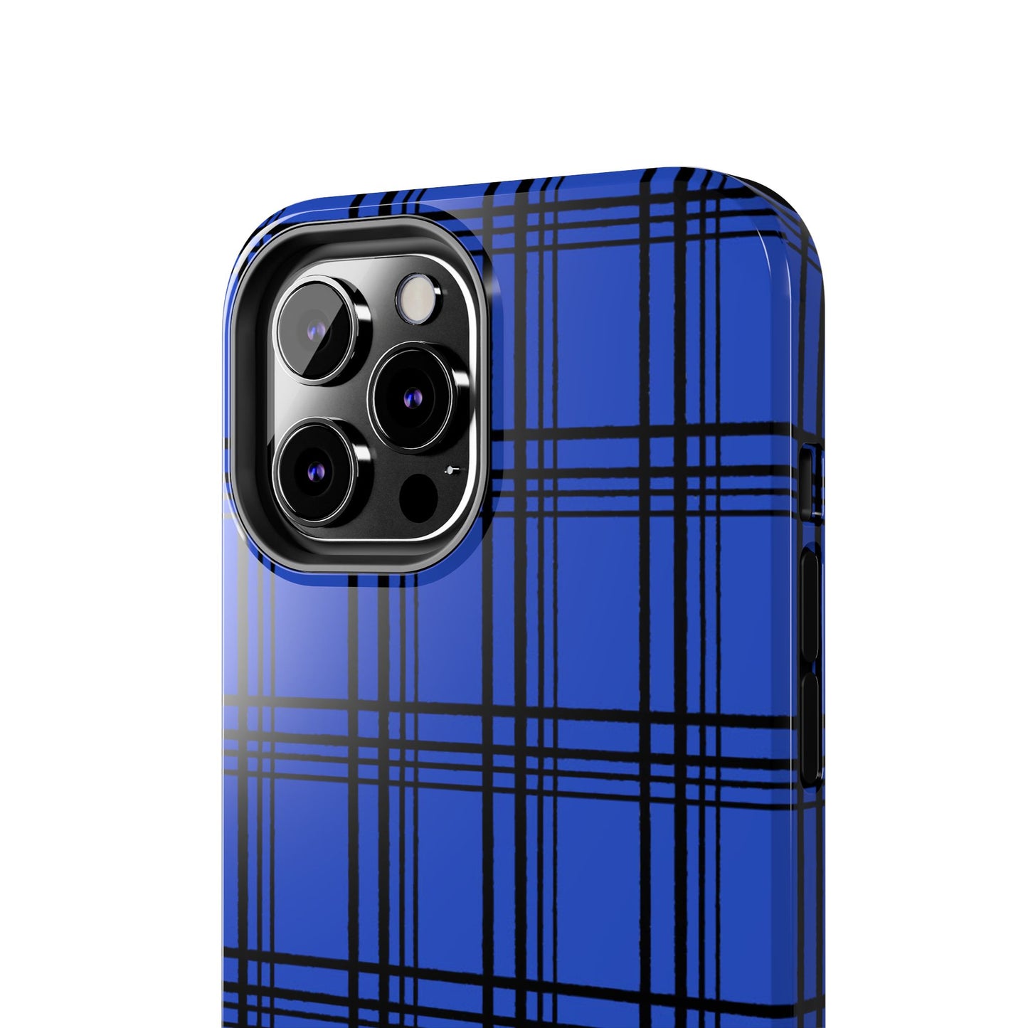 Glad Plaid Blue / Black Phone Case