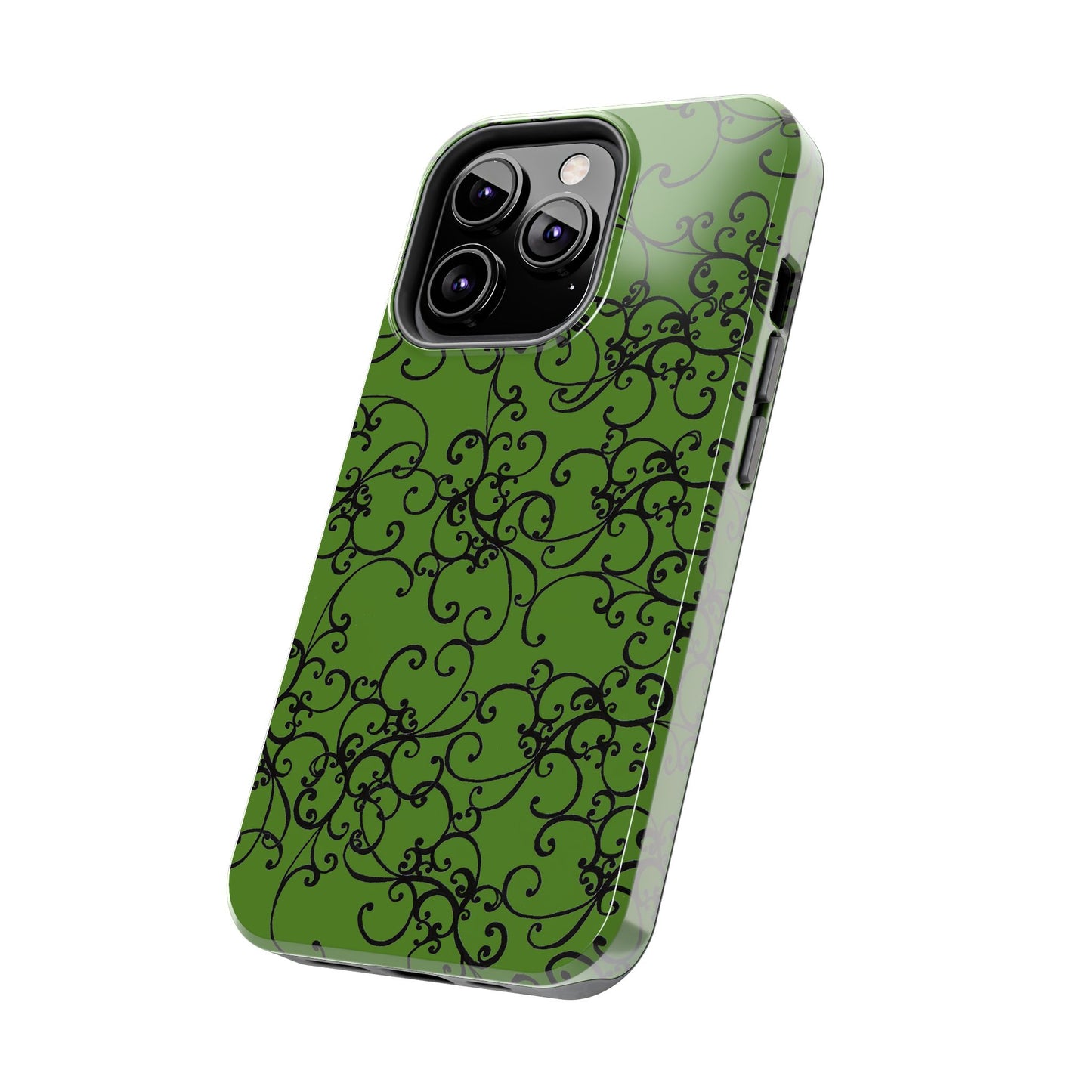 Elegant Scroll Green / Black Phone Case