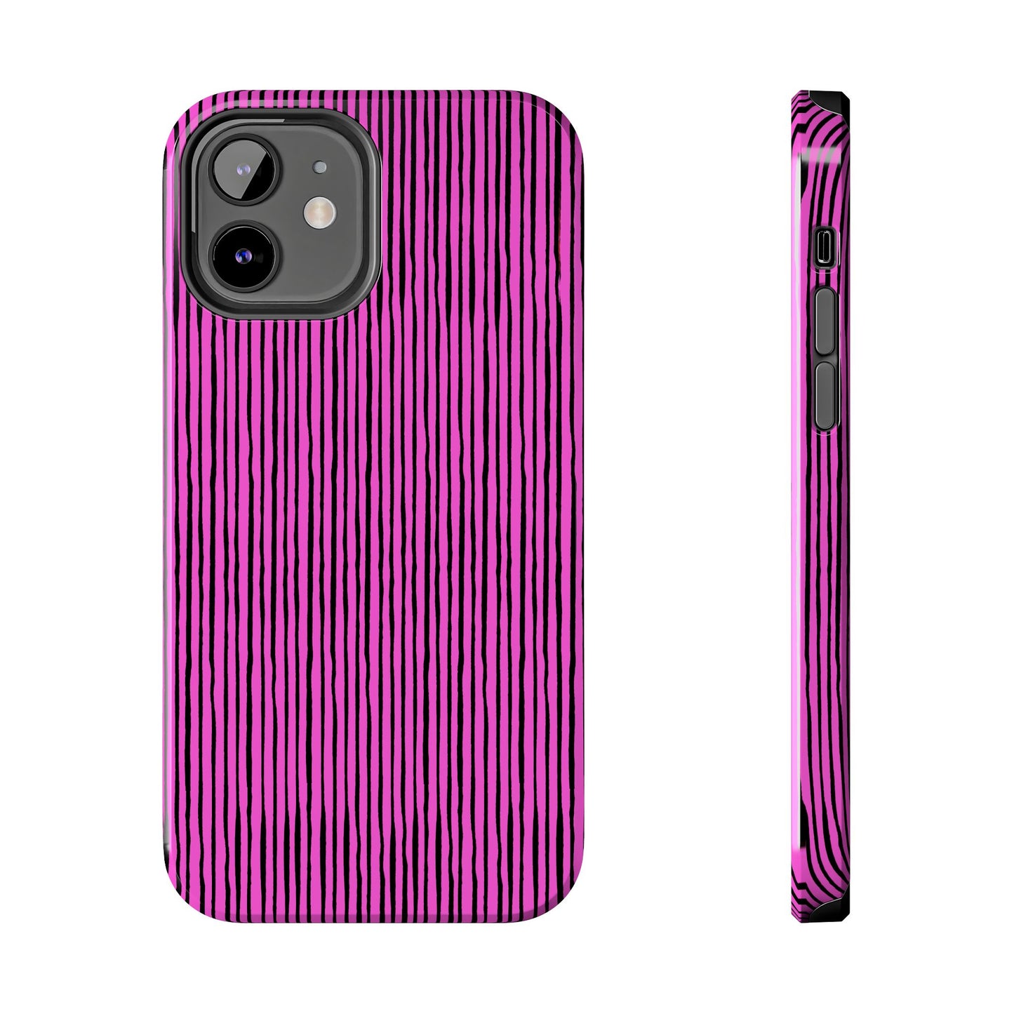 Quirky Pin Stripe Pink / Black Phone Case