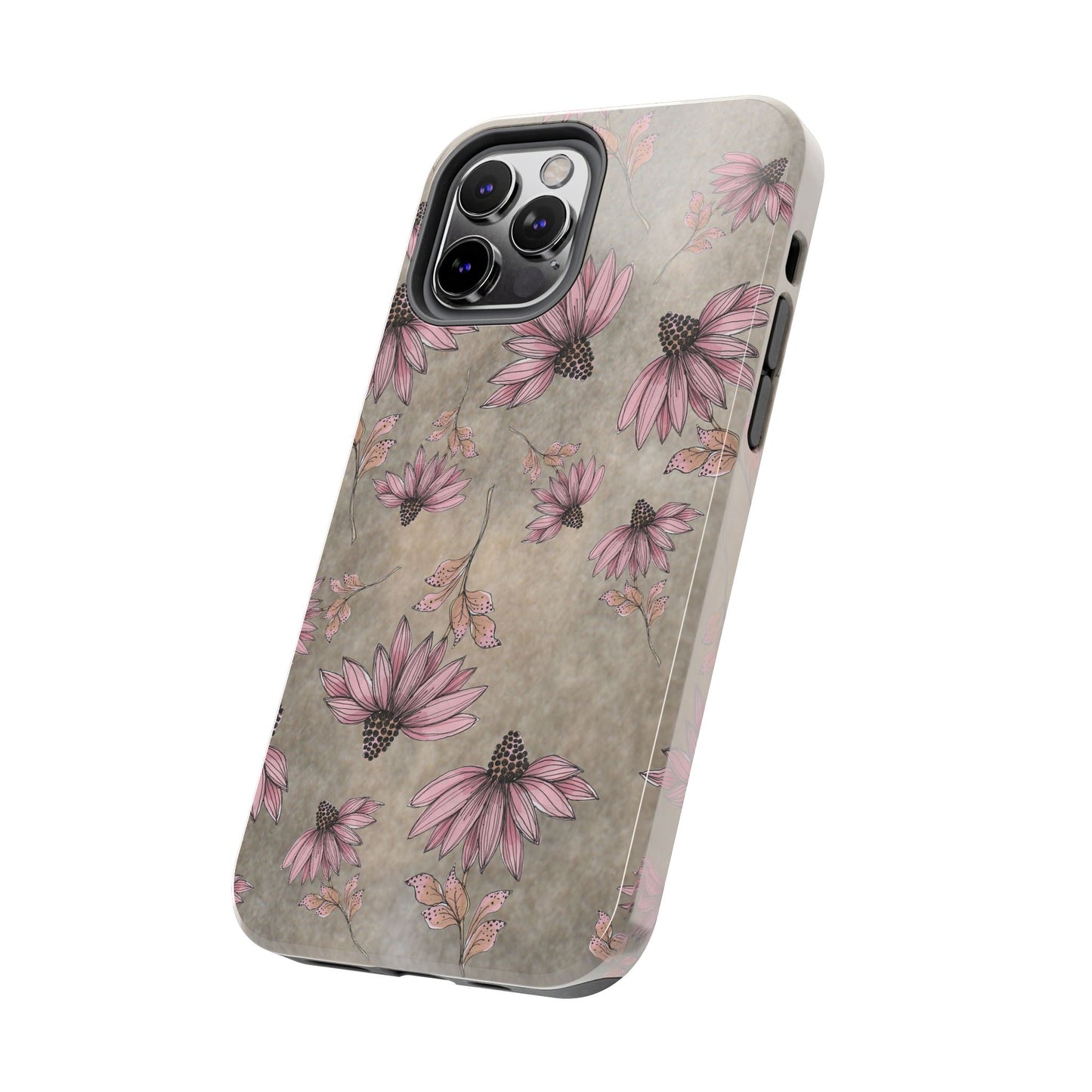 Wild Cone Flowers Taupe Marble Phone Case