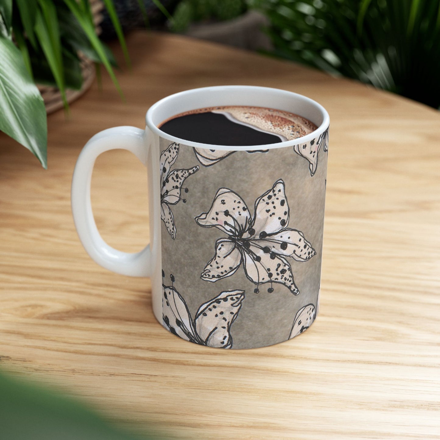 Spotted Lilies Gray Cup