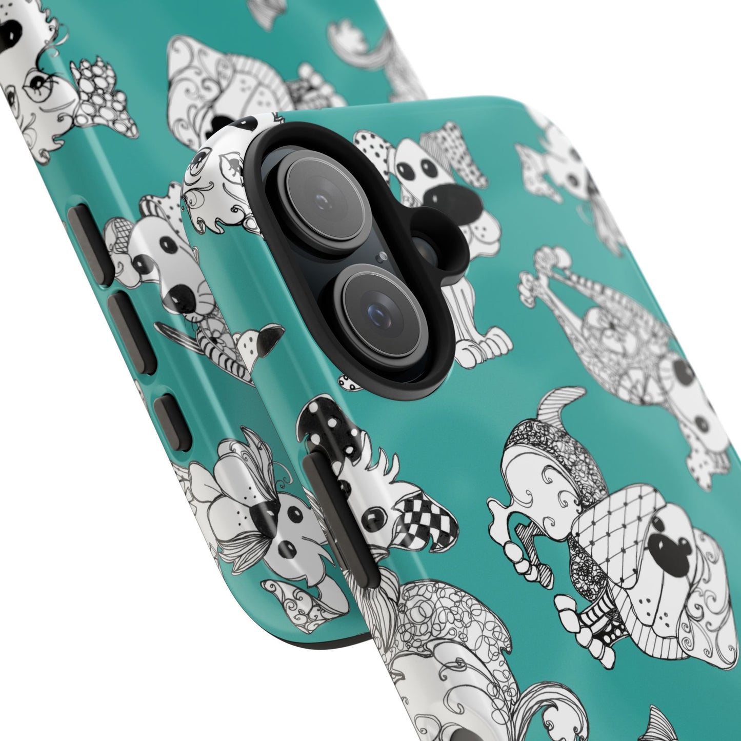 Doodle Dogs Turquoise Phone Case