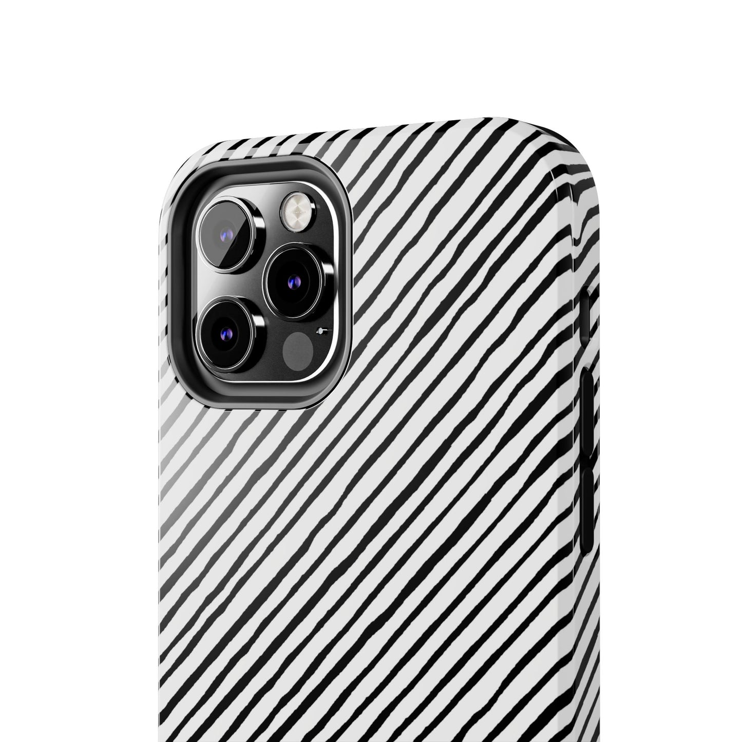 Quirky Bias Stripe White / Black Phone Case