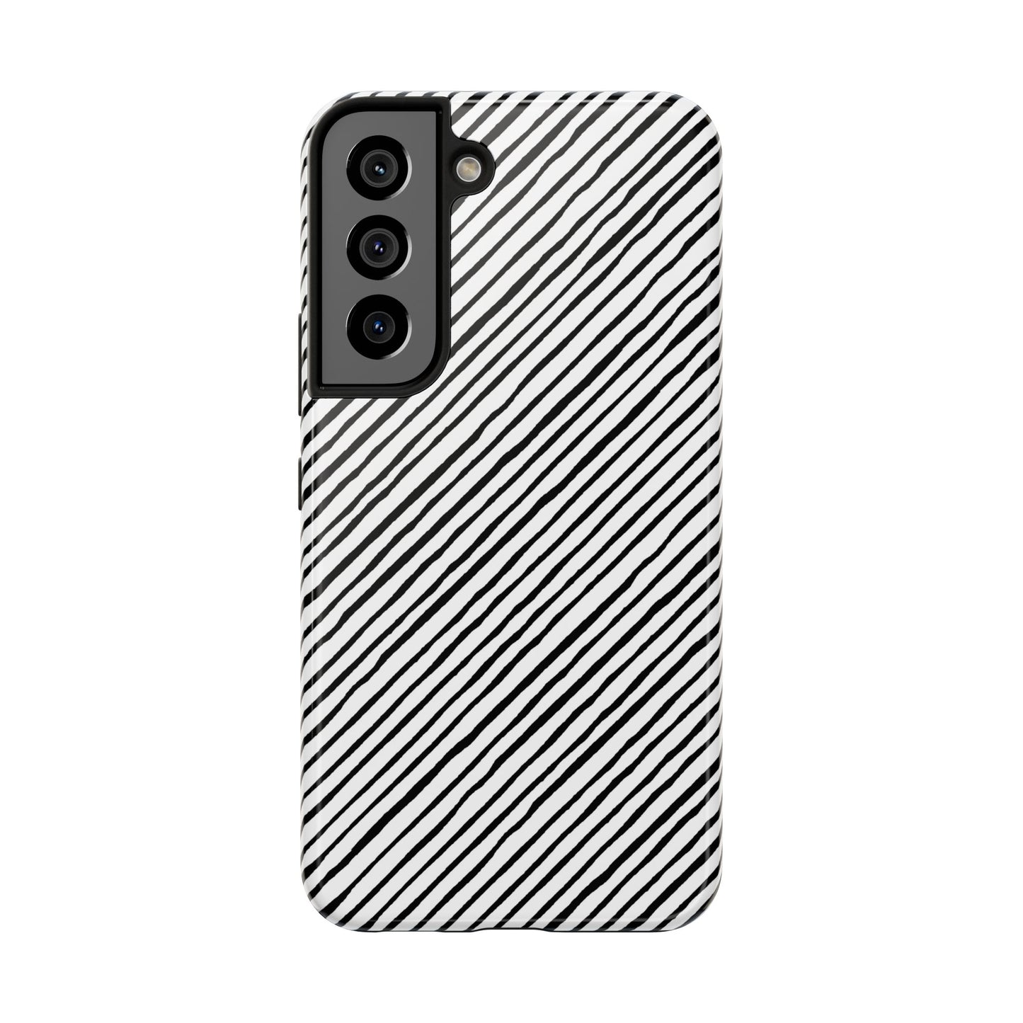 Quirky Bias Stripe White / Black Phone Case