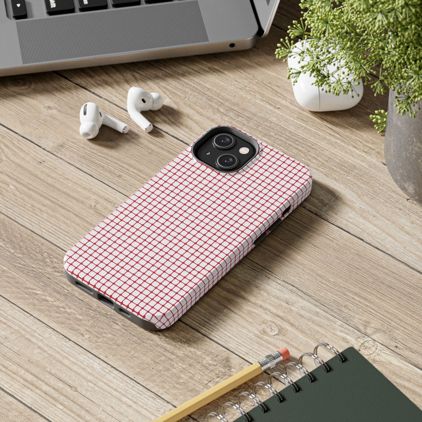 Dot Grid White / Red Phone Case