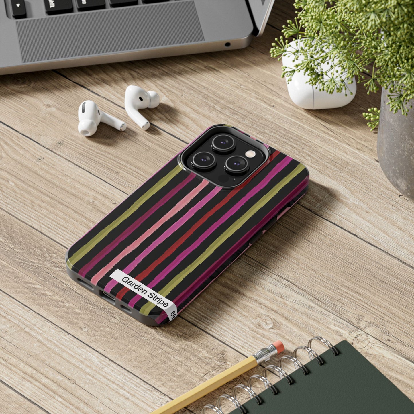 Garden Stripe Black Phone Case