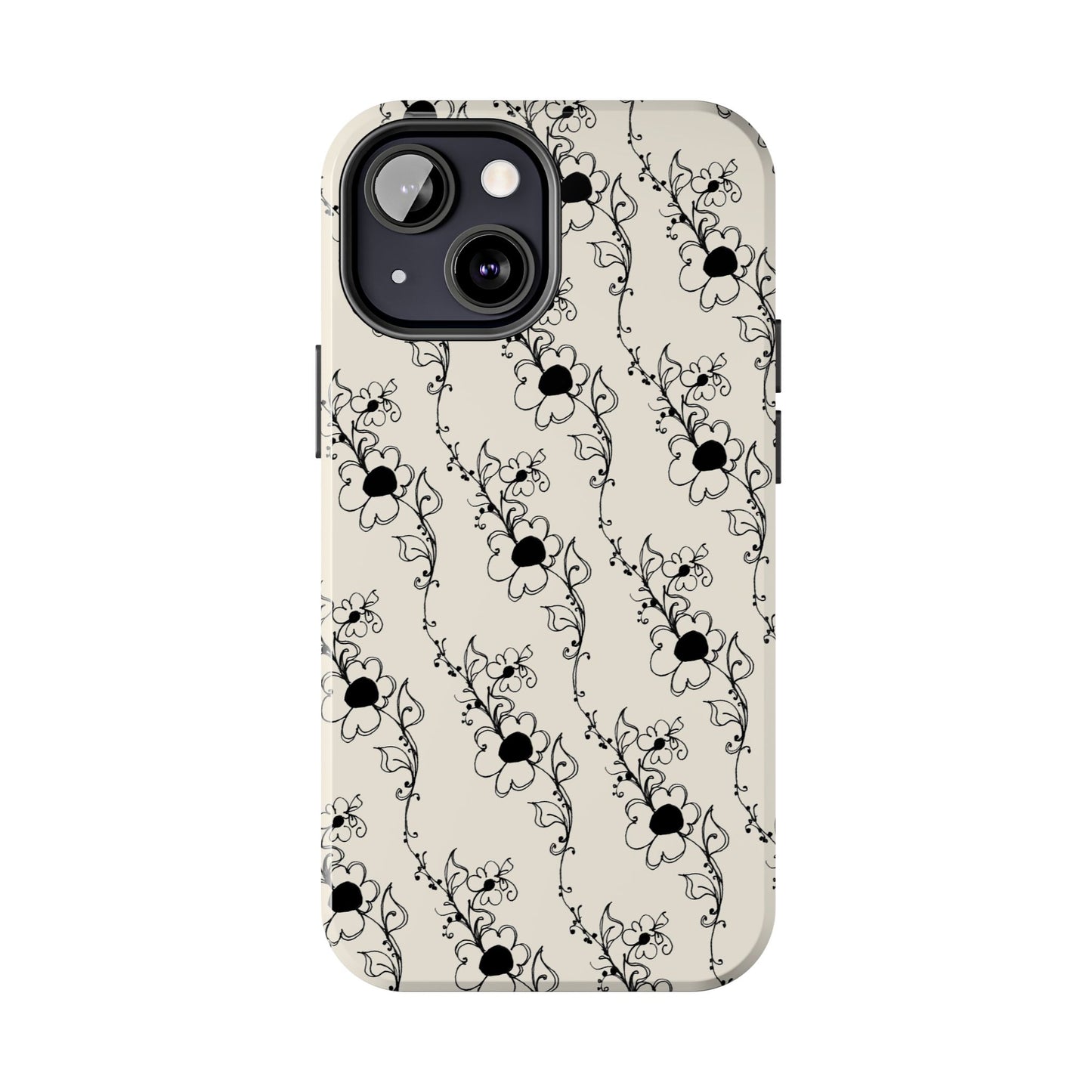 Diagonal Daisies Ivory / Black Phone Case