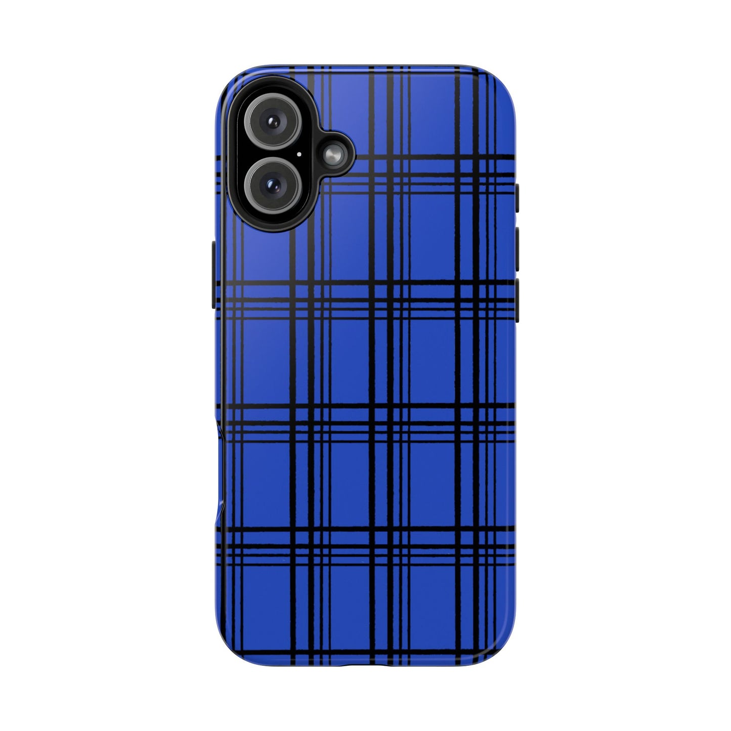 Glad Plaid Blue / Black Phone Case
