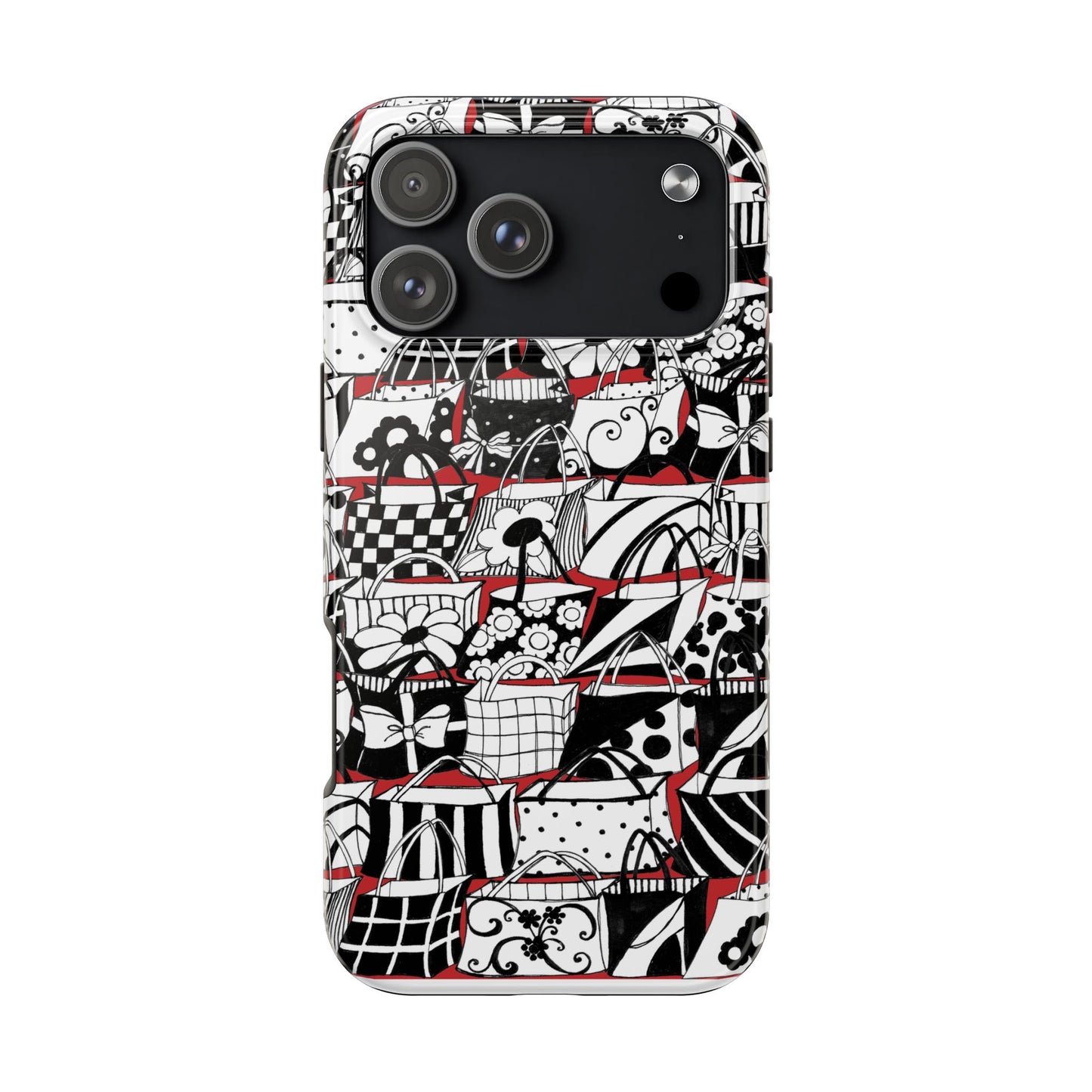 Totally Black, White & Red Phone Case