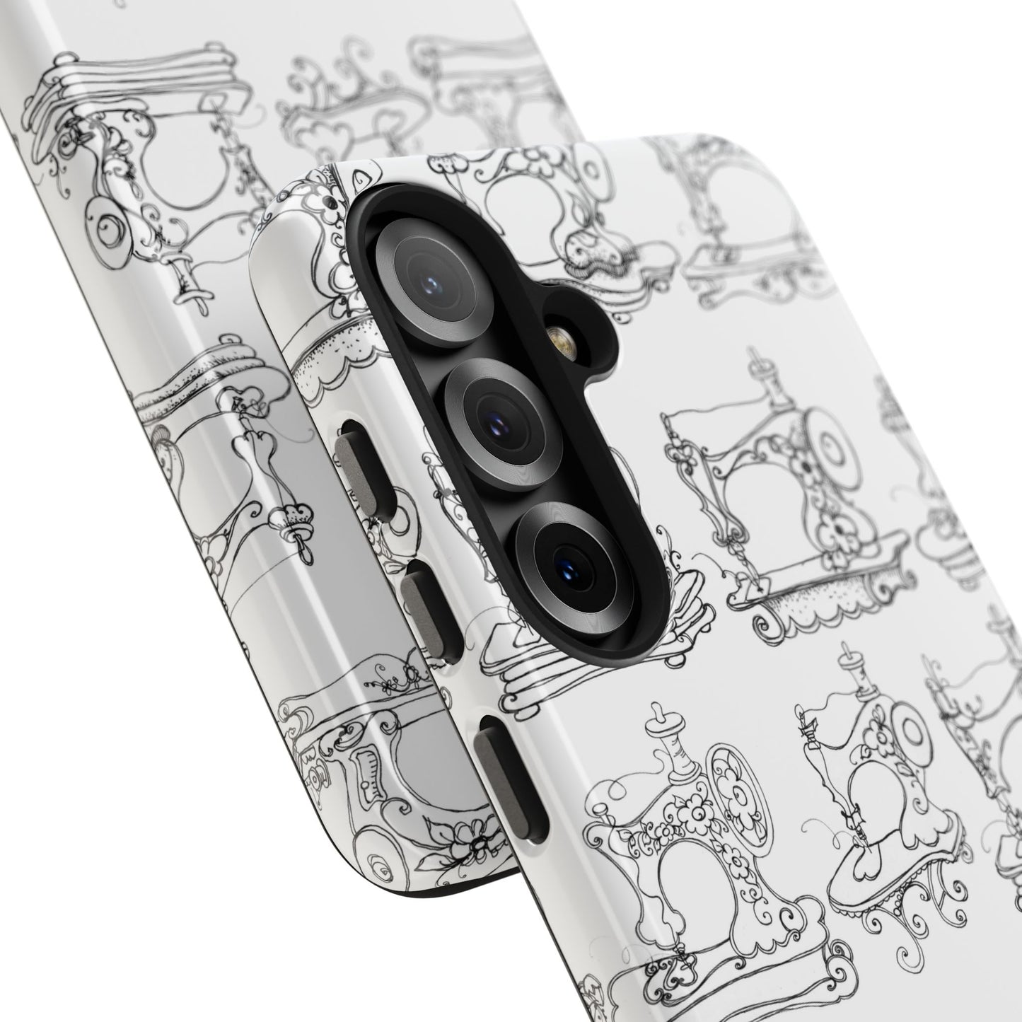 Sew Sew White / Black Phone Case