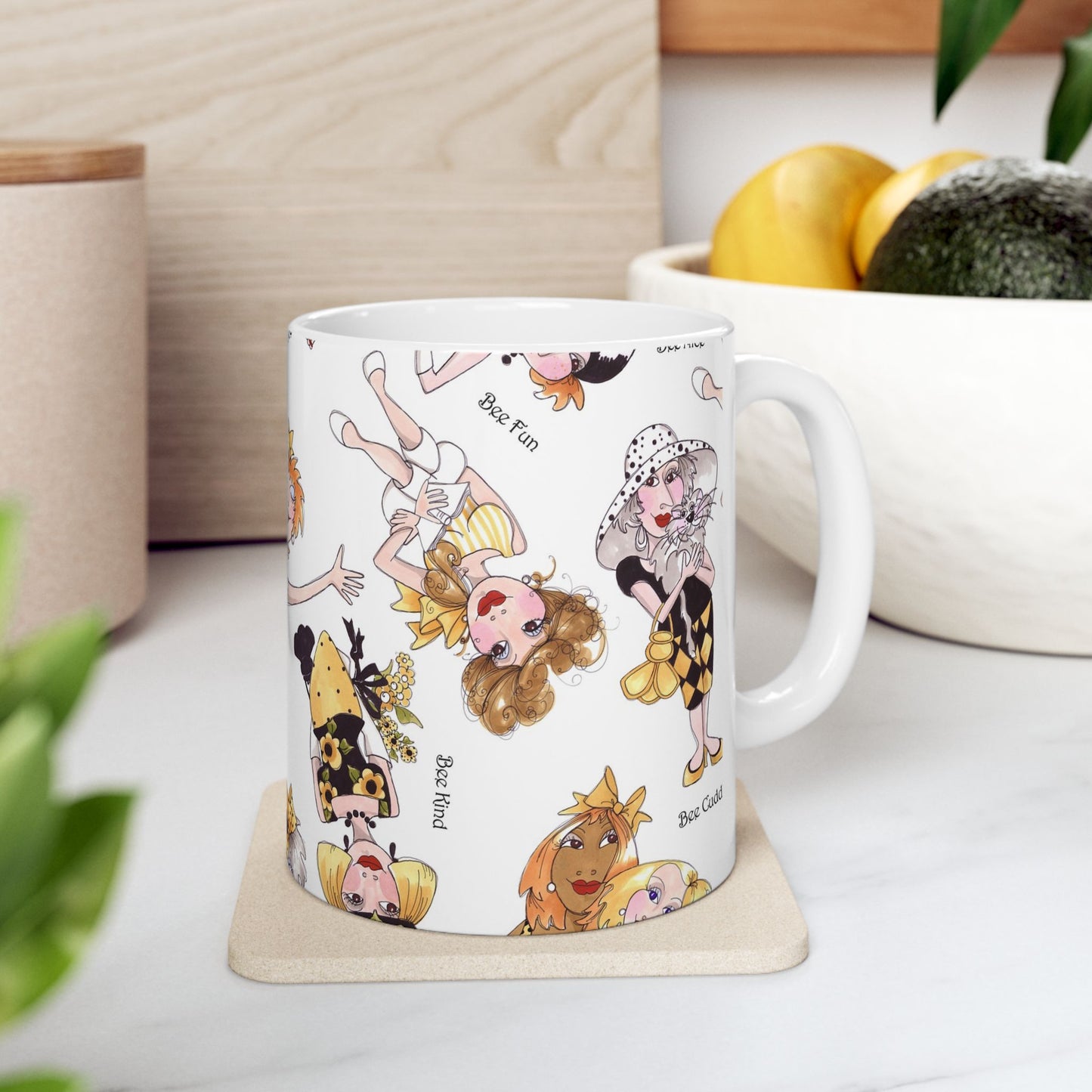 Bee Tossed White Cup