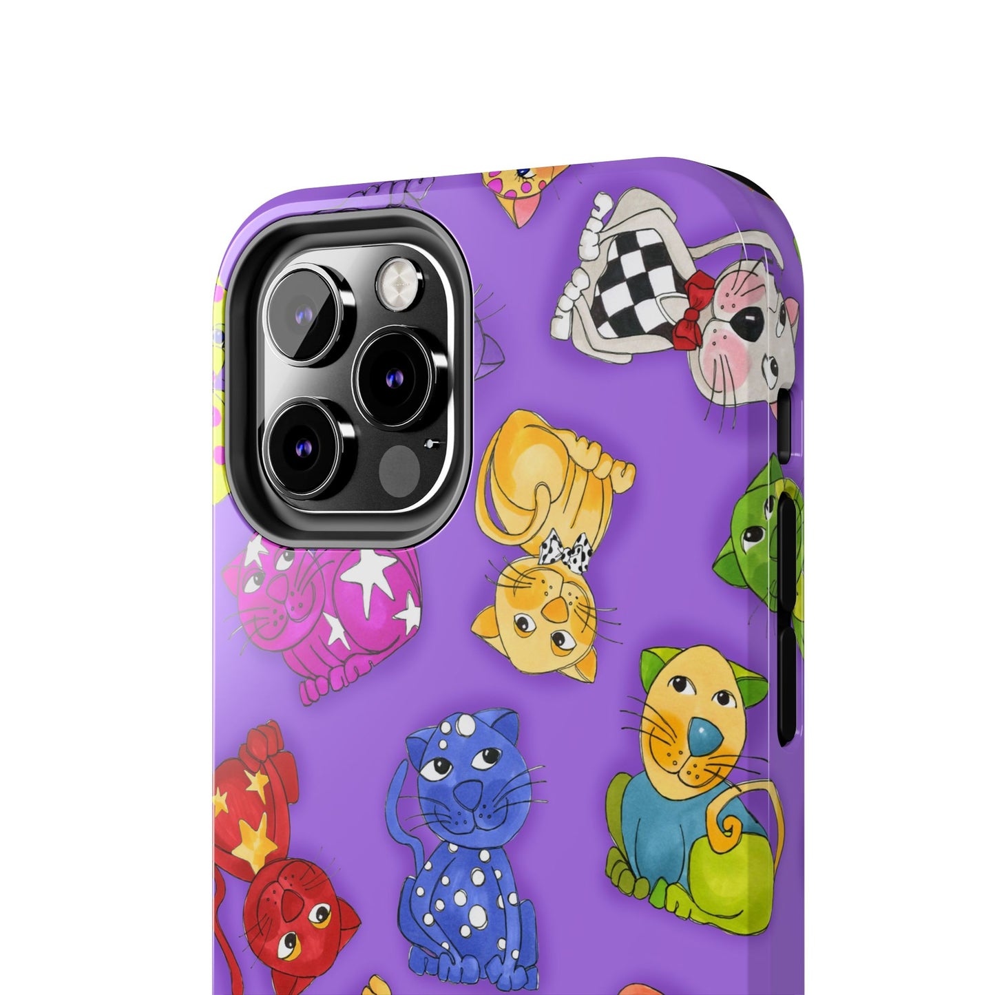 Tossed Happy Cats Purple Phone Case