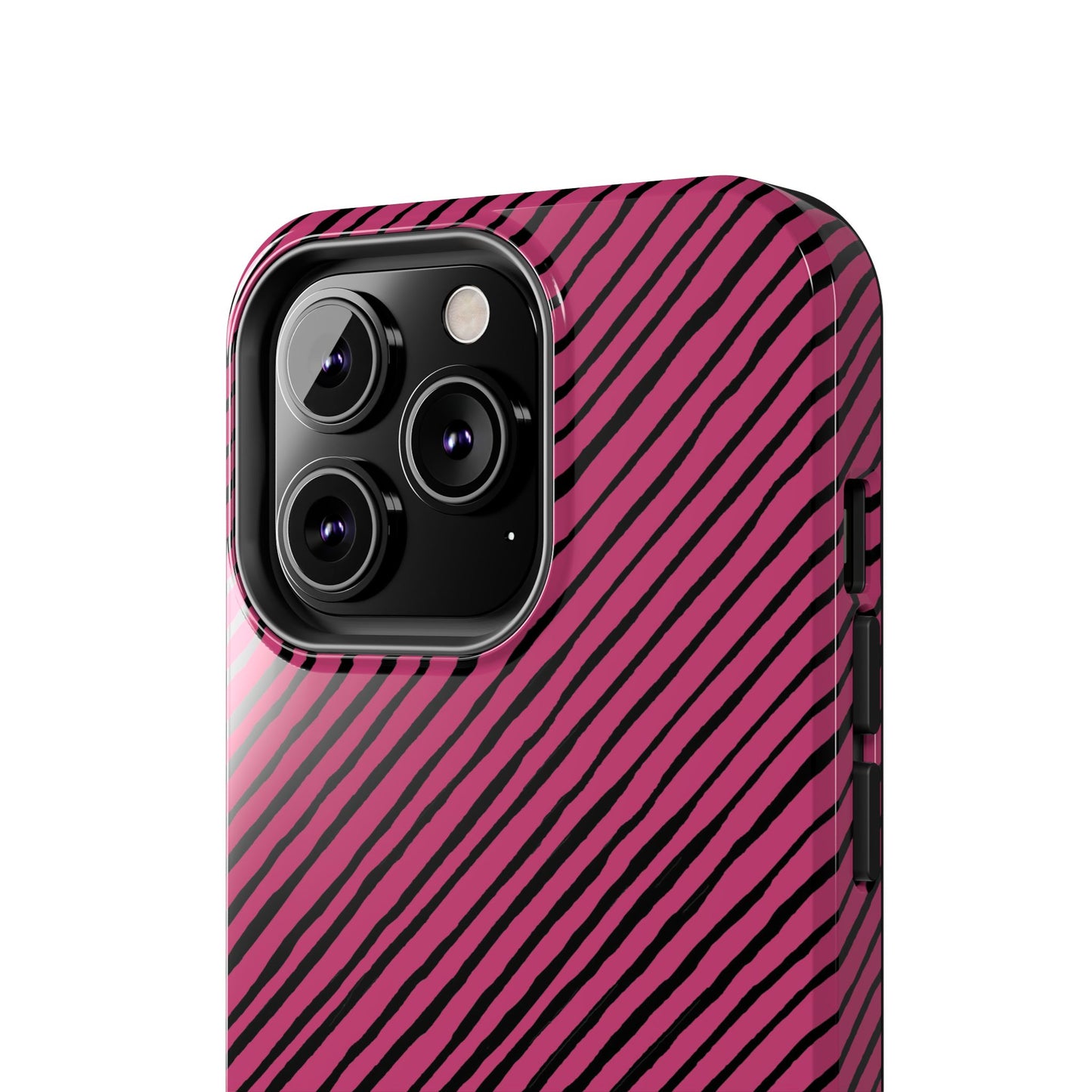 Quirky Bias Stripe Magenta / Black Phone Case