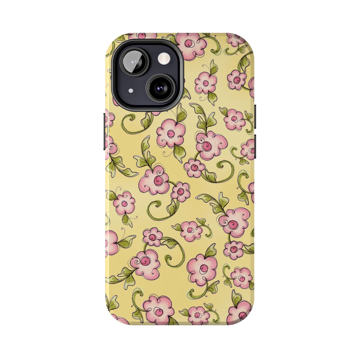Scroll Daisies Yellow / Peach Phone Case