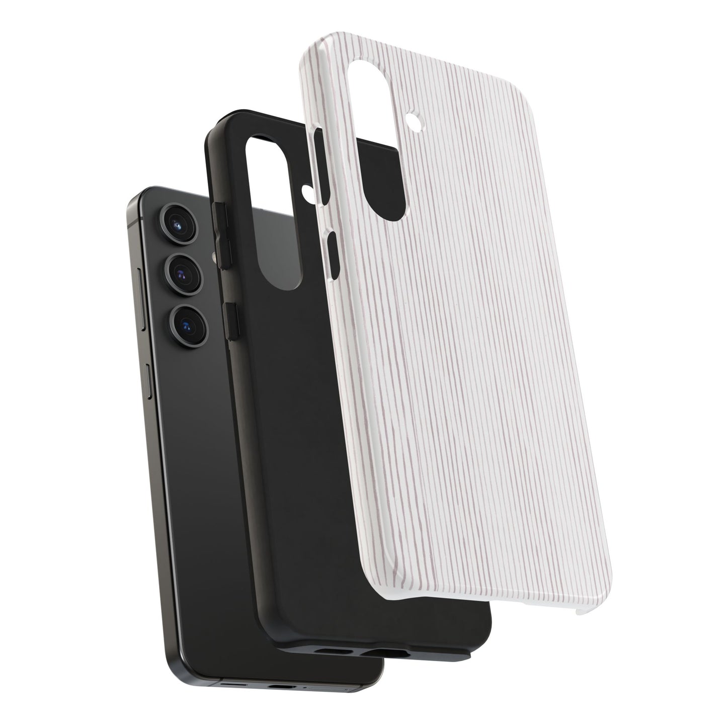 Happy Stripe White / Silver Phone Case